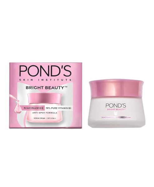 POND'S Bright Beauty Day Cream 35 g, Non-Oily, Mattifying Daily Face Moisturizer, SPF 15 - With Niacinamide to Lighten Dark Spots for Glowing Skin